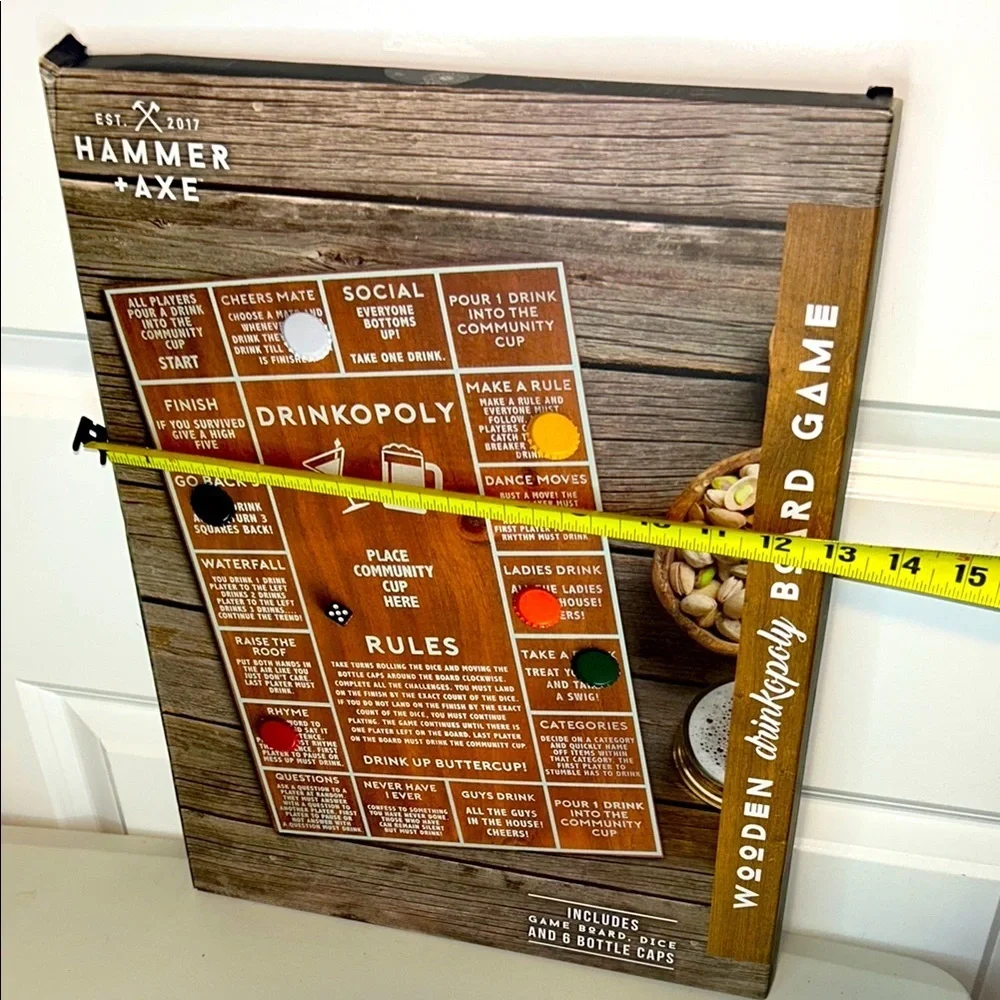 Hammer + Axe Wooden Drinkopoly Board Game New In Box
